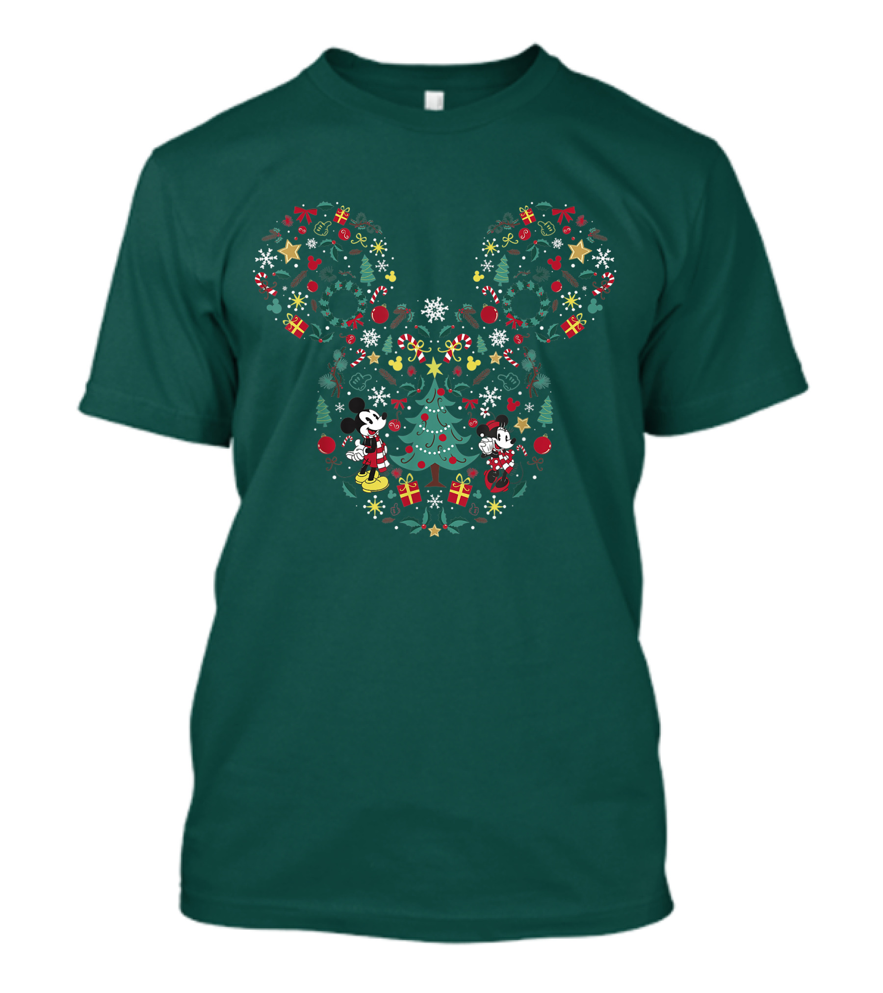Disney Mickey And Minnie Christmas Tree Wreath Holiday Mashup T-Shirt
