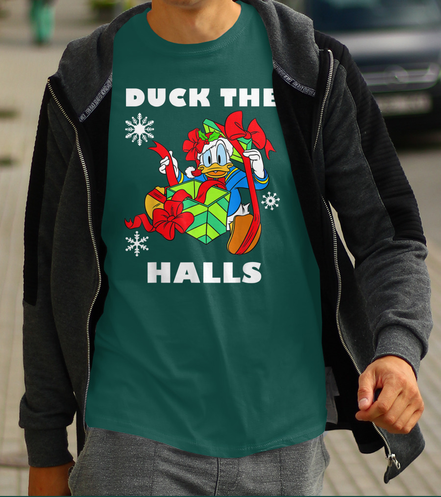 Disney Donald Duck The Halls Christmas Presents Snowflakes T-Shirt