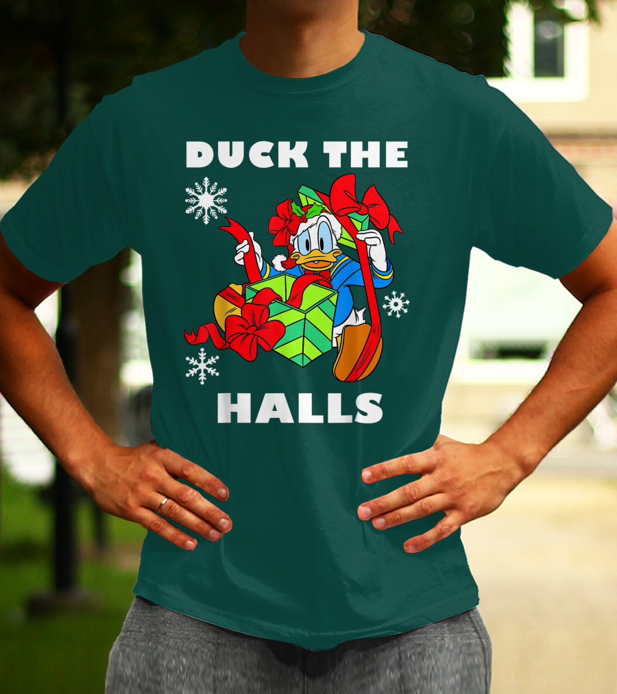 Disney Donald Duck The Halls Christmas Presents Snowflakes T-Shirt