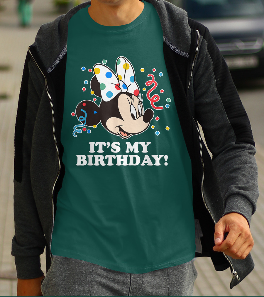 Disney Minnie Mouse It's My Birthday Celebration Confetti Bow Fun T-Shirt