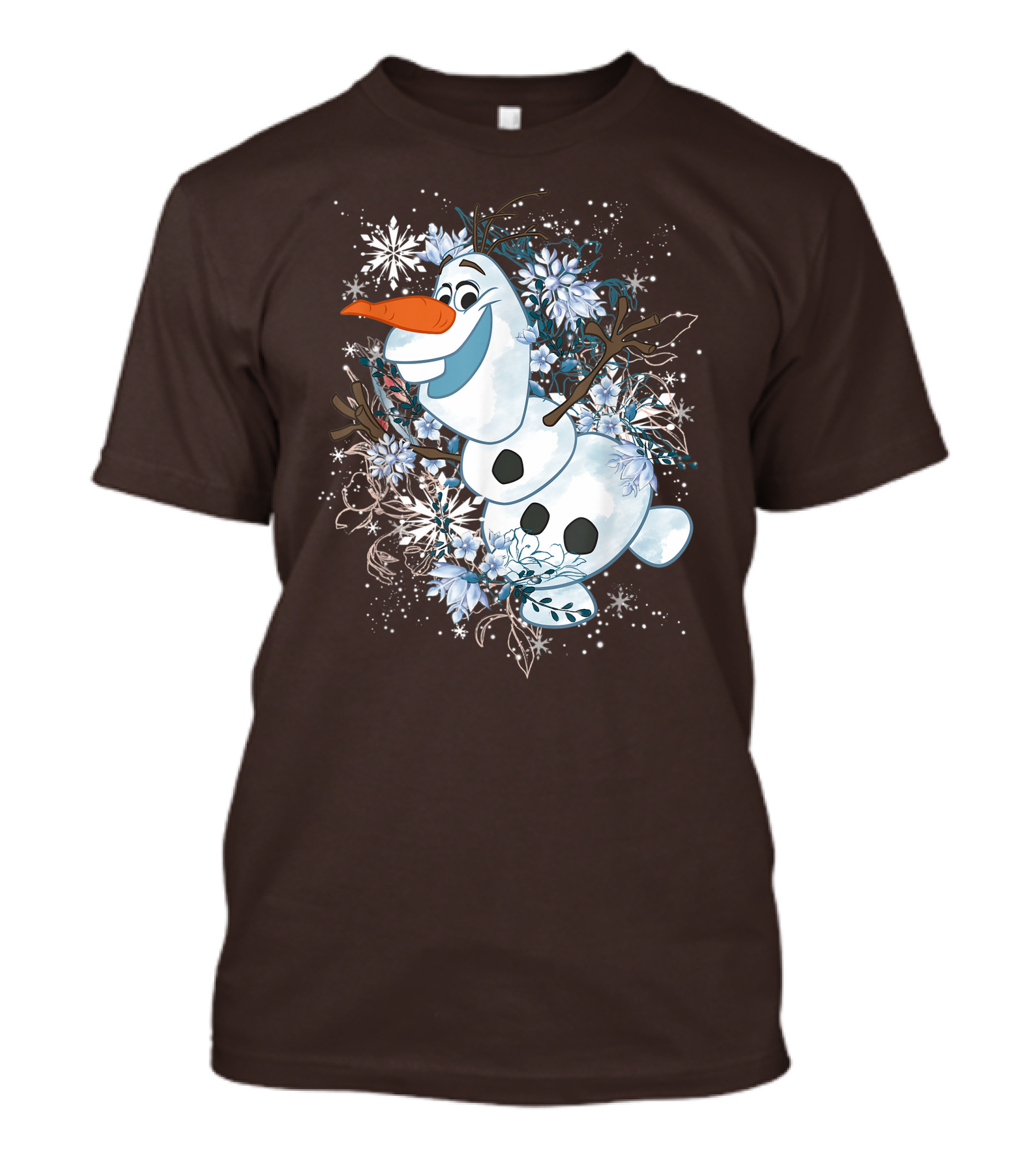 Olaf Dancing Surrounded By Snowflakes And Flowers From Disney Frozen T-Shirt