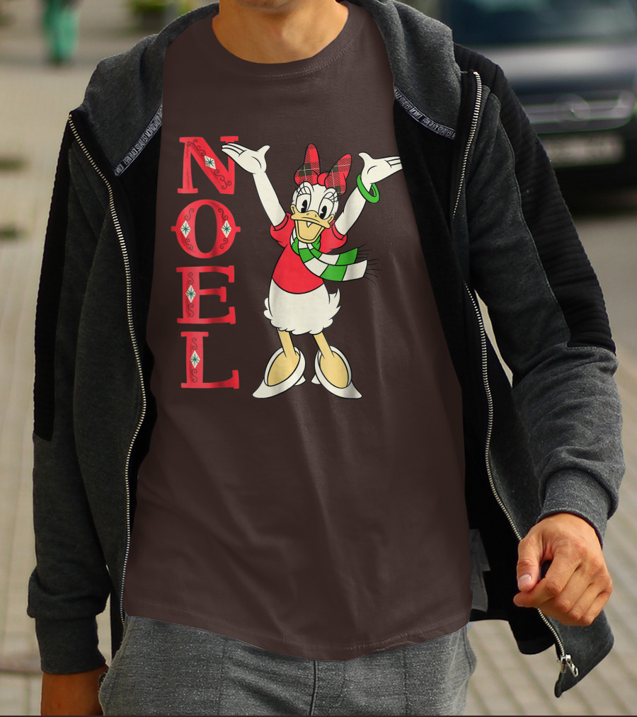 Disney Noel Holiday Vintage Daisy Duck Bow Scarf T-Shirt