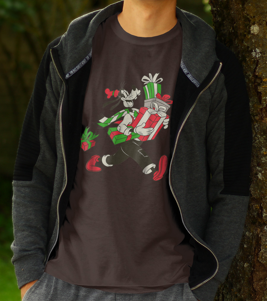 Disney Vintage Goofy Holiday Presents Carrying Christmas Gifts T-Shirt