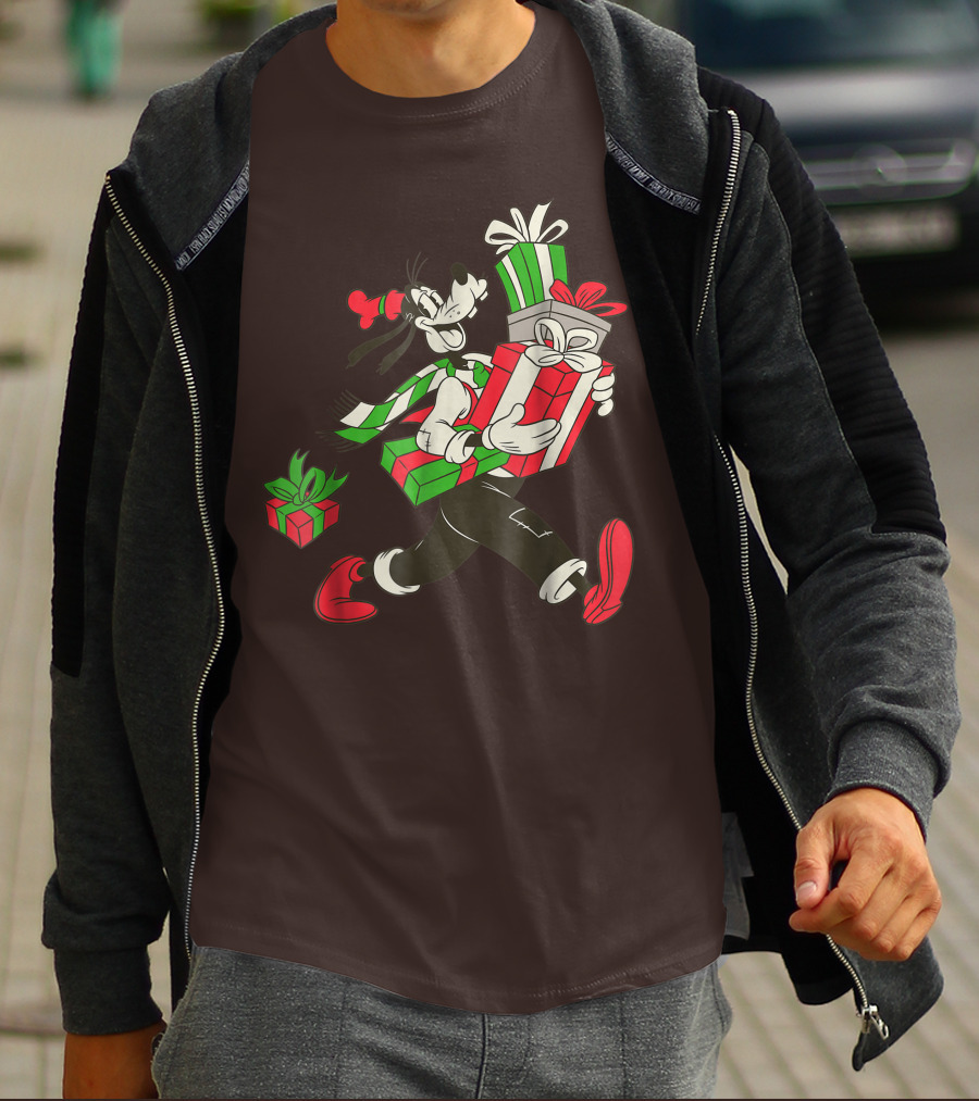 Disney Vintage Goofy Holiday Presents Carrying Christmas Gifts T-Shirt