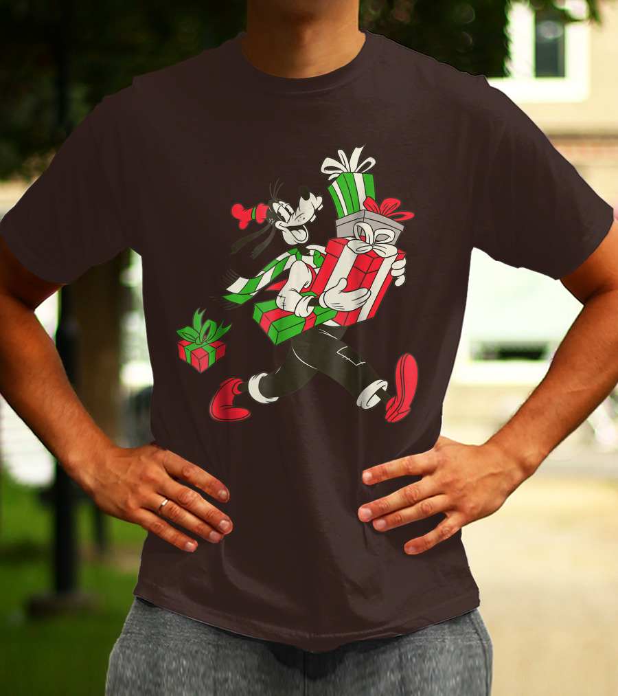 Disney Vintage Goofy Holiday Presents Carrying Christmas Gifts T-Shirt