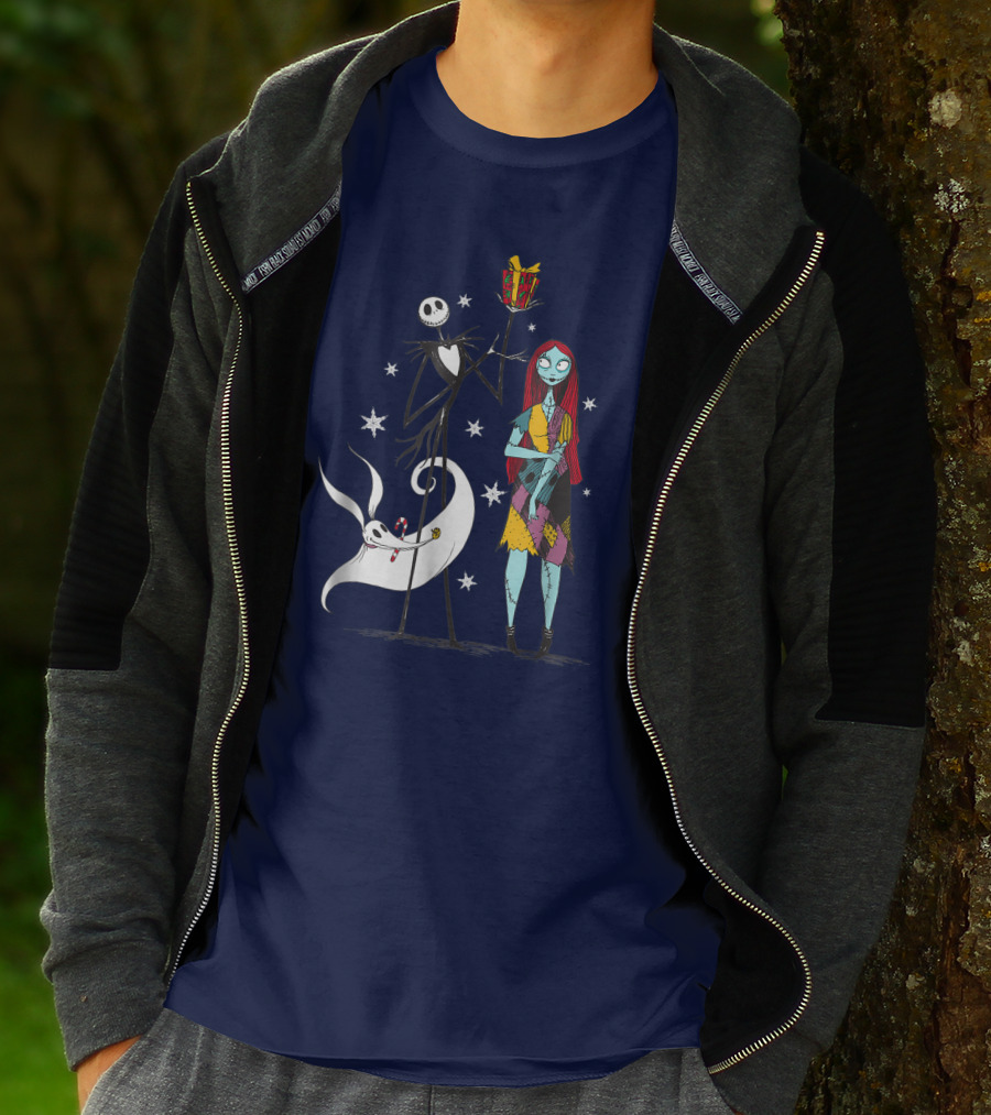 Disney The Nightmare Before Christmas Jack Skellington And Sally With Zero T-Shirt