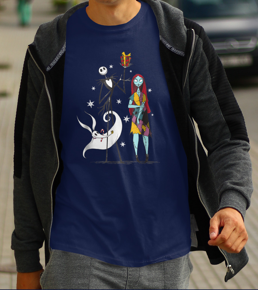 Disney The Nightmare Before Christmas Jack Skellington And Sally With Zero T-Shirt