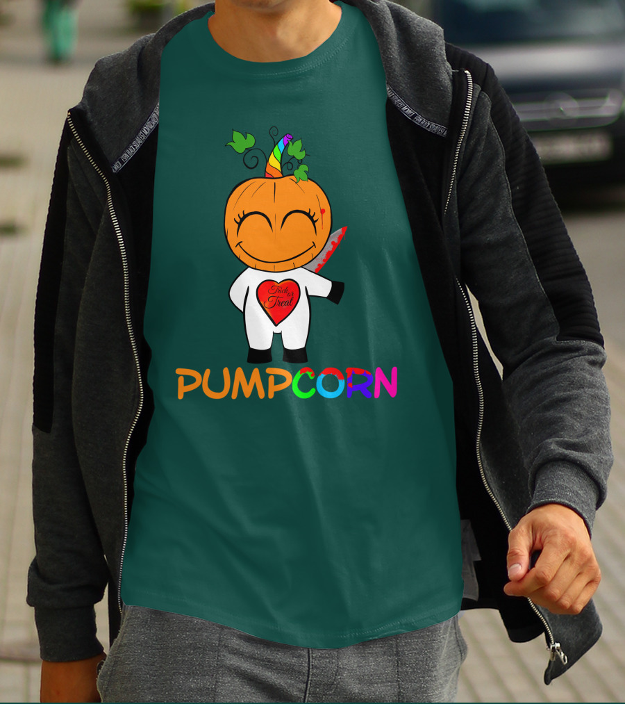 Pumpcorn Trick Or Treat Pumpkin Unicorn T-Shirt
