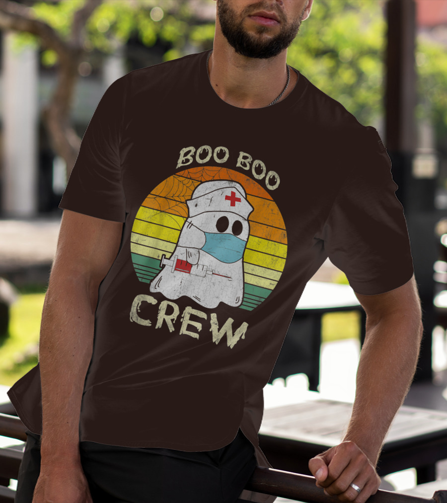 Boo Boo Crew Ghost Nurse With Mask And Syringe T-Shirt