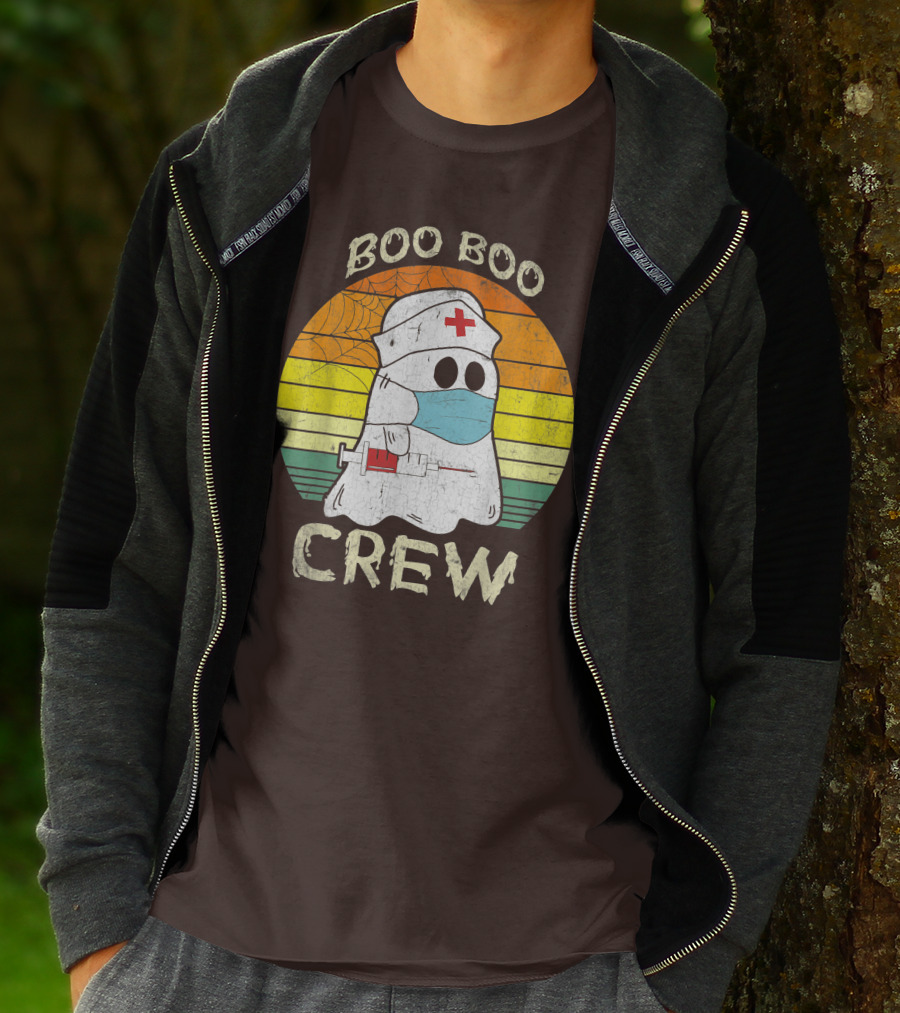 Boo Boo Crew Ghost Nurse With Mask And Syringe T-Shirt