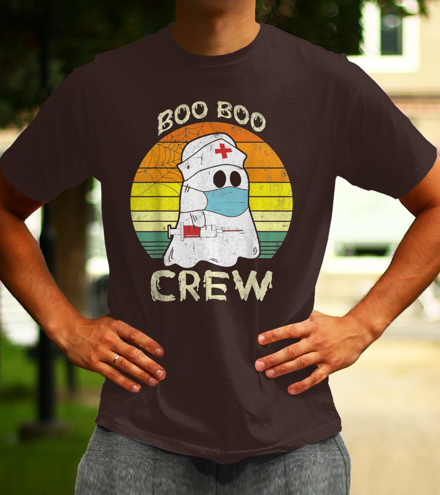 Boo Boo Crew Ghost Nurse With Mask And Syringe T-Shirt