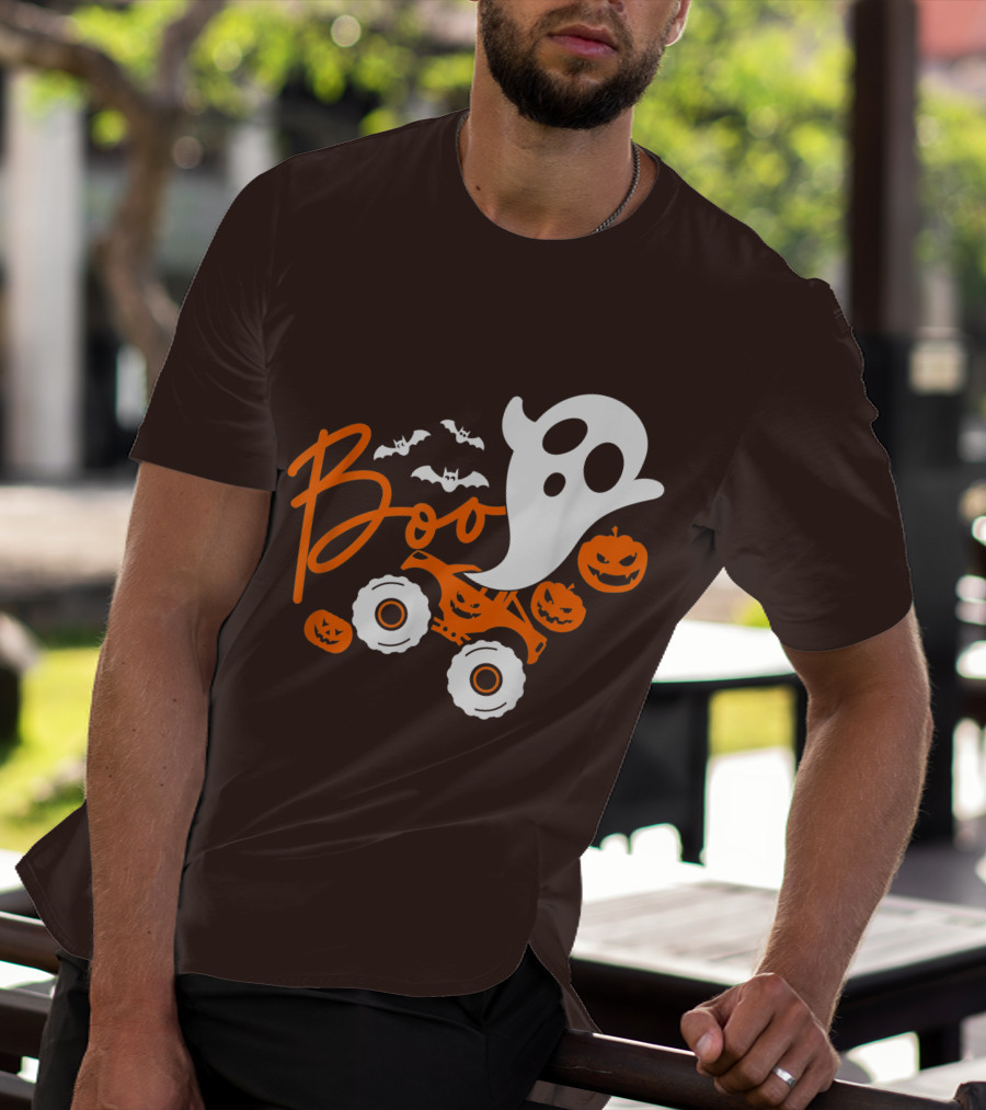 Boo Ghost Monster Truck Halloween Pumpkin Bats T-Shirt