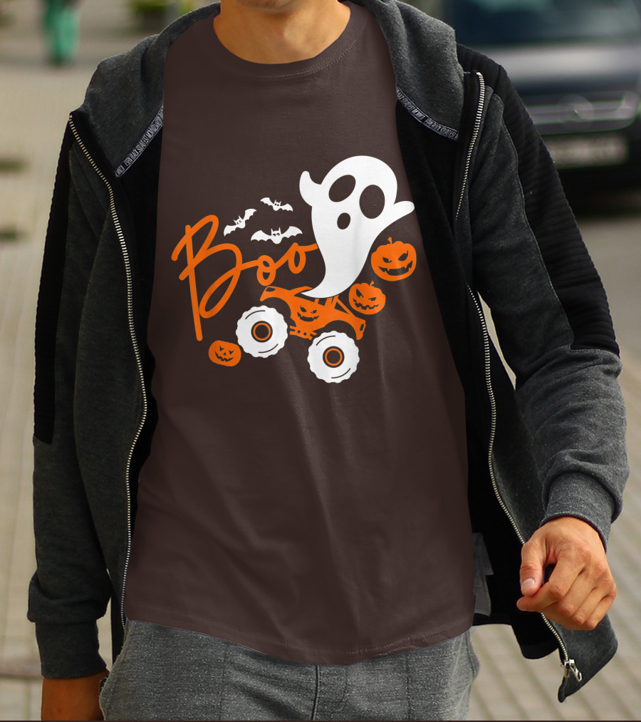 Boo Ghost Monster Truck Halloween Pumpkin Bats T-Shirt