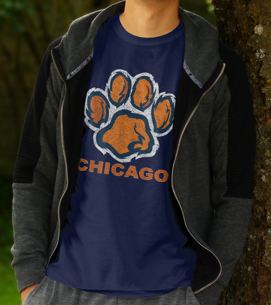 Chicago Bear Paw Orange Vintage Football T-Shirt