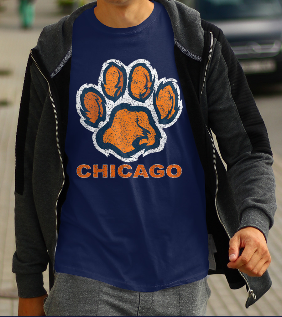 Chicago Bear Paw Orange Vintage Football T-Shirt