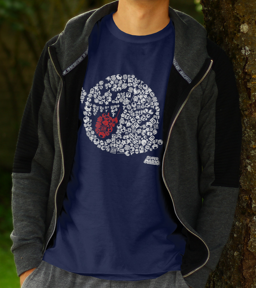 Super Mario Boo Icon With Game Elements T-Shirt