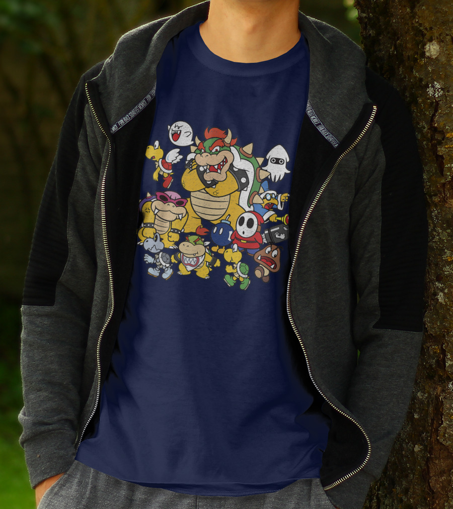Super Mario Bowser And Classic Enemy Characters Group T-Shirt