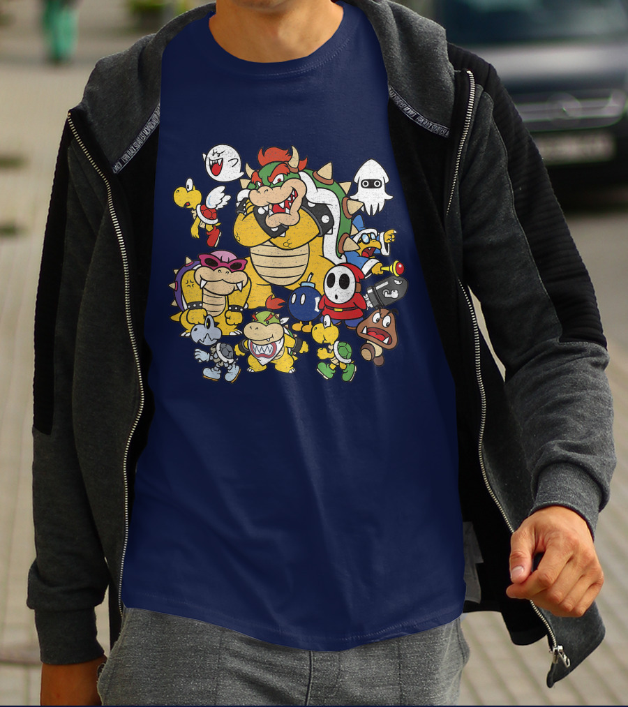 Super Mario Bowser And Classic Enemy Characters Group T-Shirt
