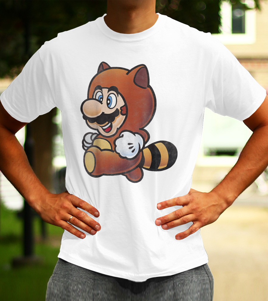 Super Mario Bros Tanooki Mario Power-Up Suit Character T-Shirt