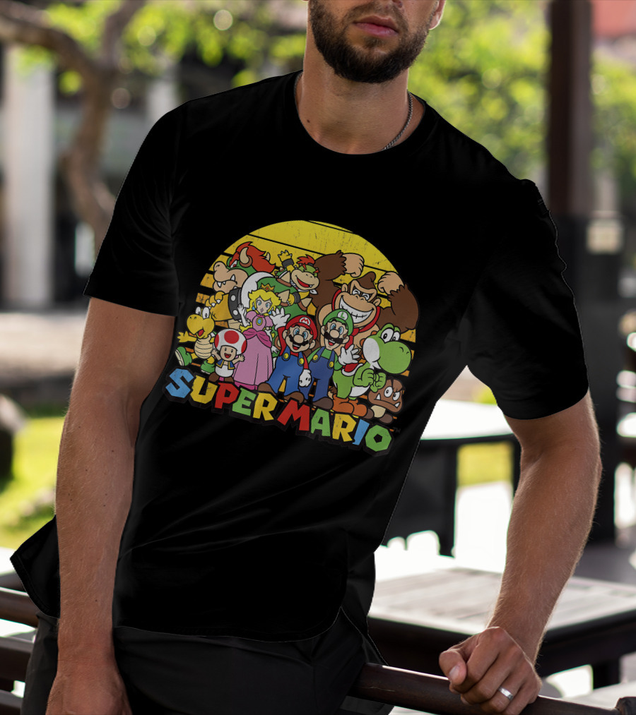 Super Mario Group Characters With Mario, Luigi, Princess Peach, Yoshi, Bowser, And Donkey Kong T-Shirt