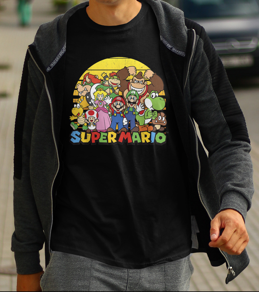Super Mario Group Characters With Mario, Luigi, Princess Peach, Yoshi, Bowser, And Donkey Kong T-Shirt