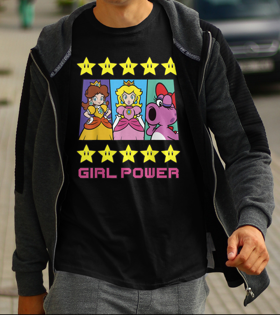 Super Mario Daisy Peach Birdo Girl Power Star Icons T-Shirt