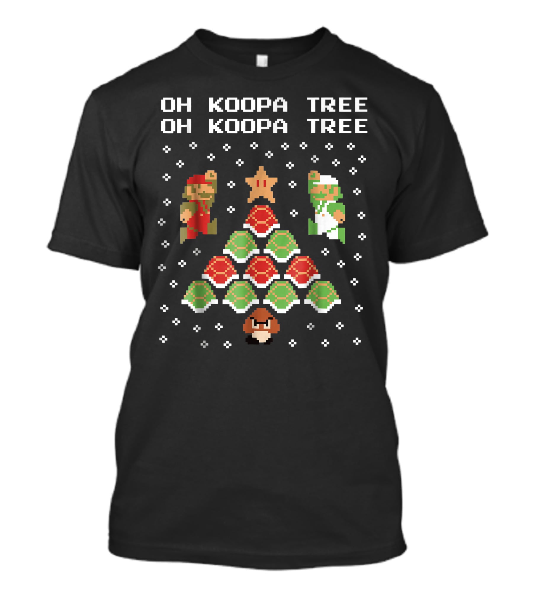 Oh Koopa Tree Mario Goomba Christmas Pixel T-Shirt