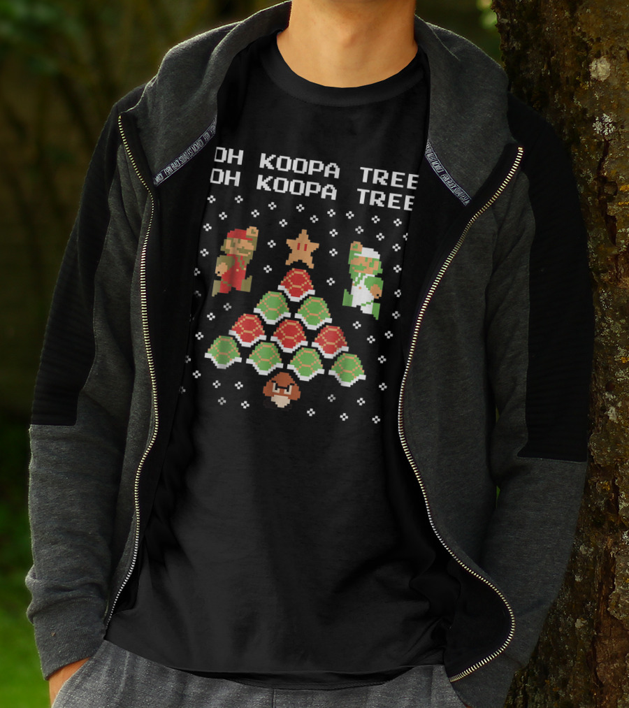 Oh Koopa Tree Mario Goomba Christmas Pixel T-Shirt