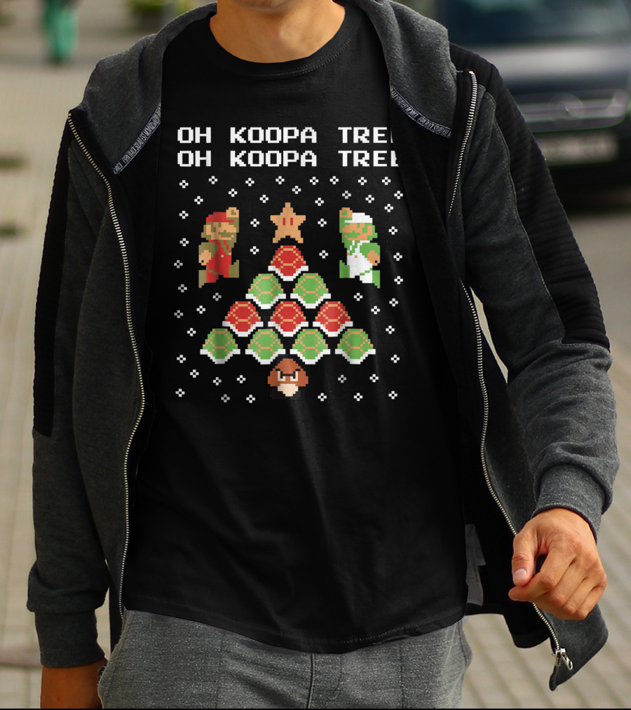 Oh Koopa Tree Mario Goomba Christmas Pixel T-Shirt