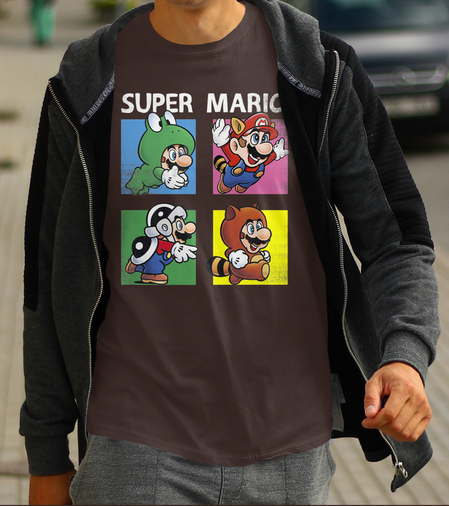 Super Mario Frog Tanooki Hammer Raccoon Costumes T-Shirt