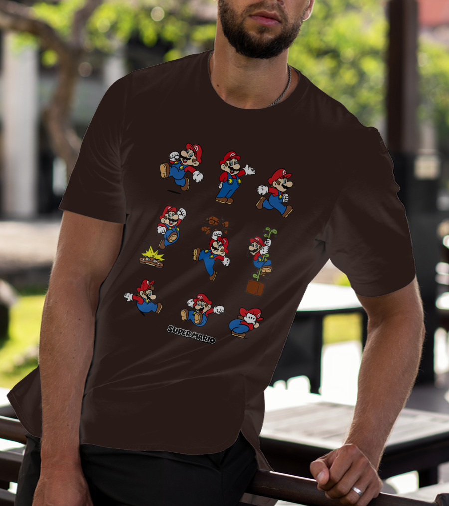 Super Mario All The Moves Funny Action Series T-Shirt