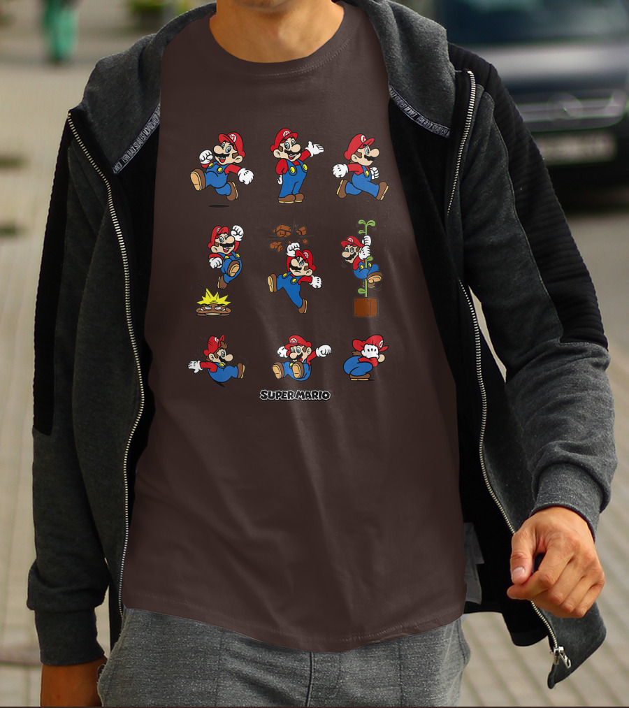 Super Mario All The Moves Funny Action Series T-Shirt