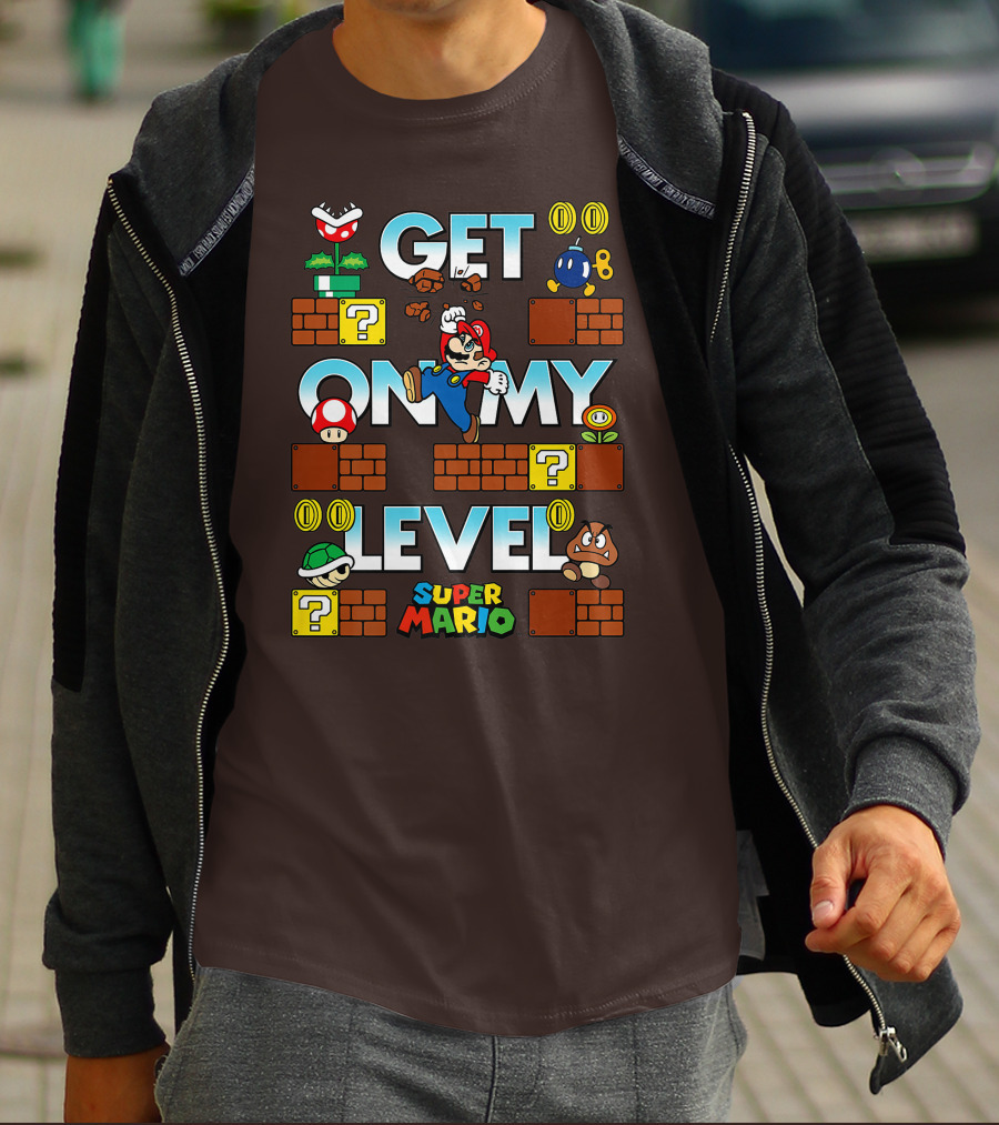 Super Mario Get On My Level With Iconic Game Characters T-Shirt