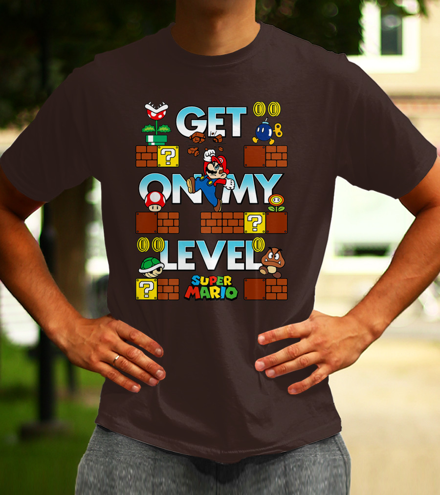 Super Mario Get On My Level With Iconic Game Characters T-Shirt