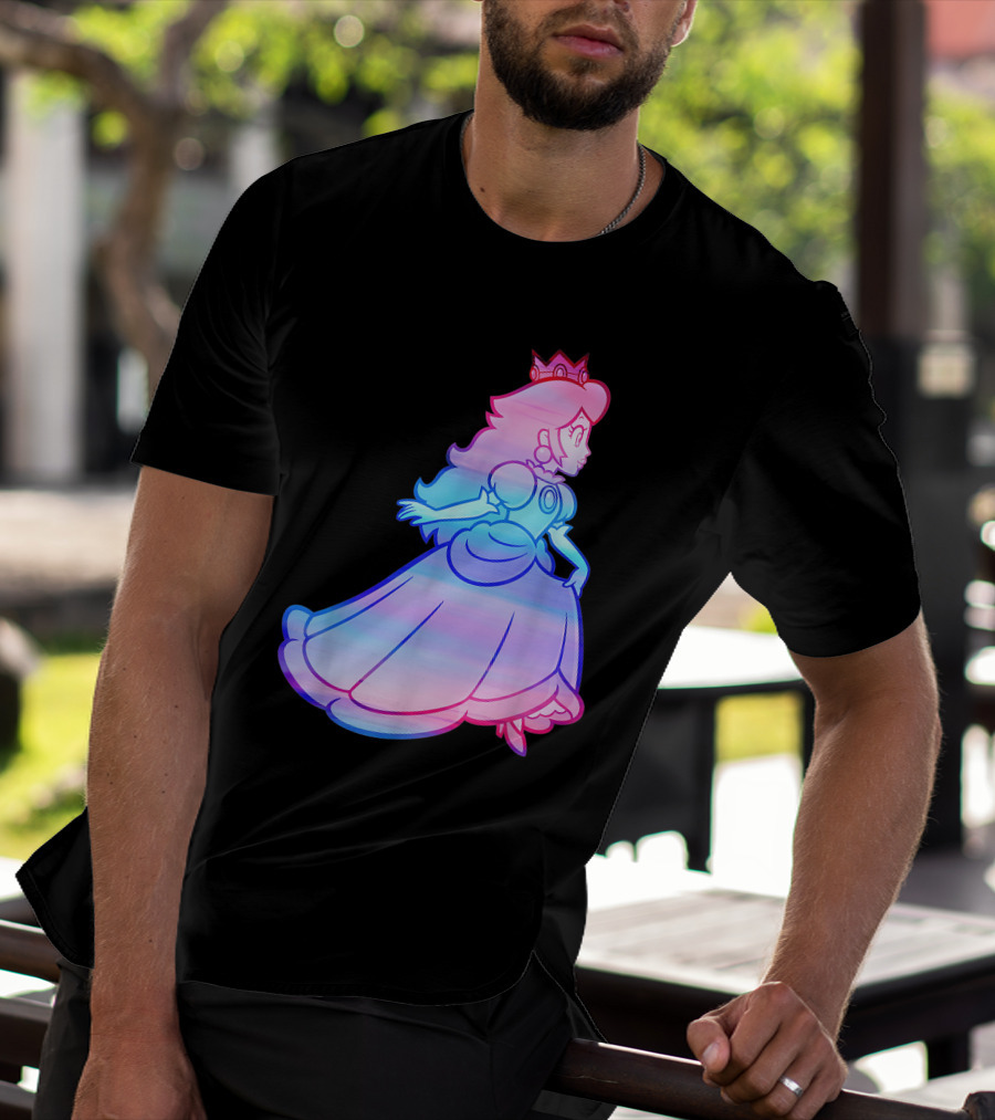Super Mario Princess Peach Neon Gradient T-Shirt