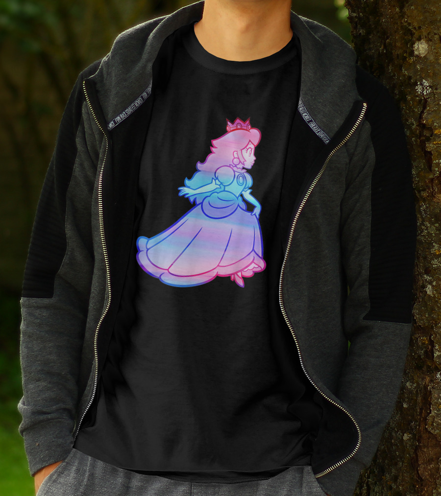 Super Mario Princess Peach Neon Gradient T-Shirt