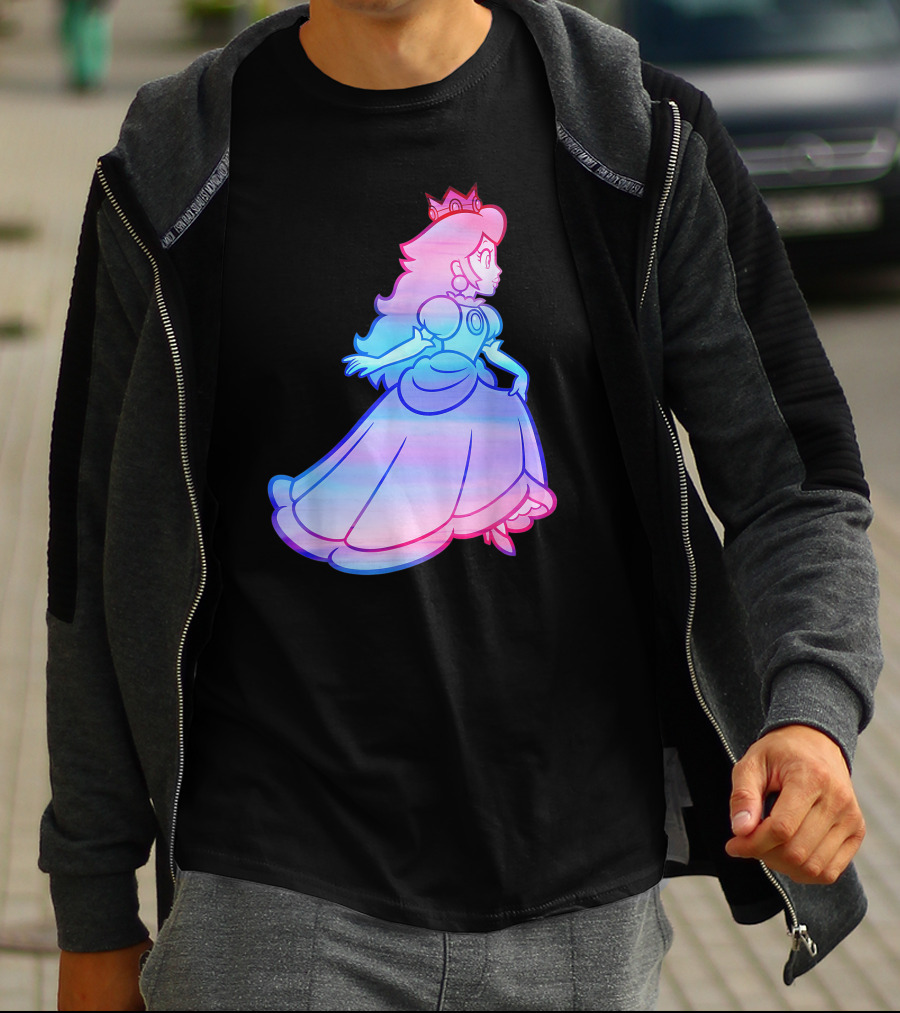 Super Mario Princess Peach Neon Gradient T-Shirt