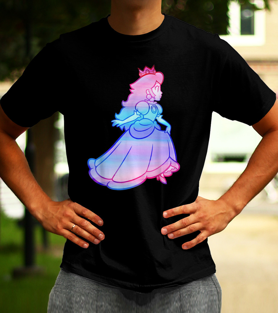 Super Mario Princess Peach Neon Gradient T-Shirt