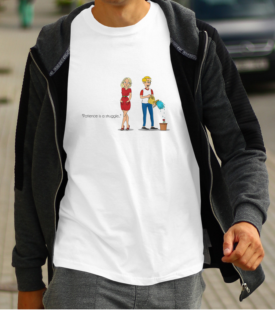 Patience Is A Struggle Watering Plant Pregnancy Humor T-Shirt