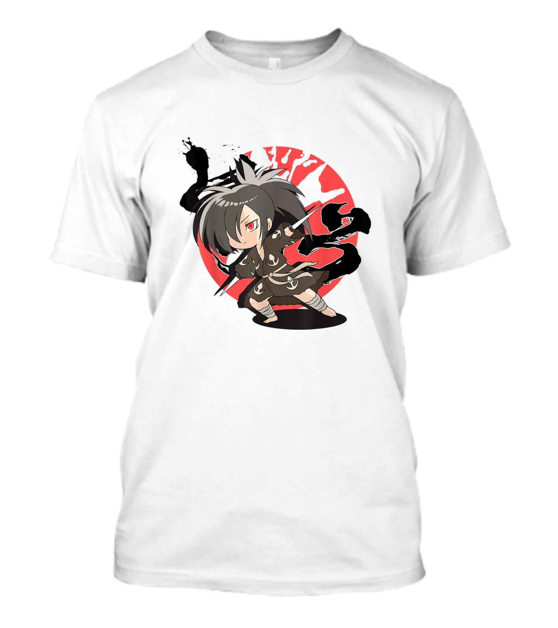 Dororo Hyakkimaru Chibi Samurai Red Sunburst Anime T-Shirt