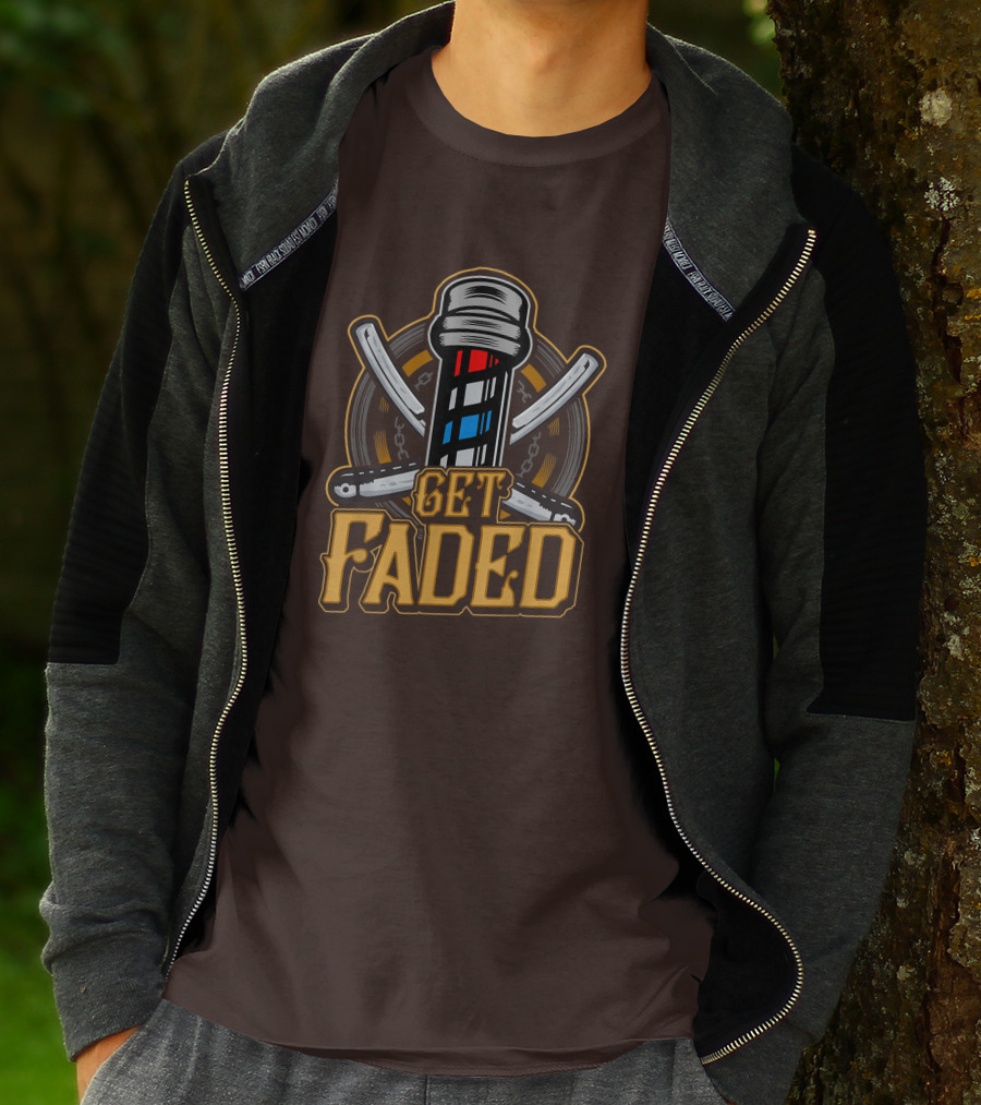 Get Faded Barber Pole Straight Razor T-Shirt