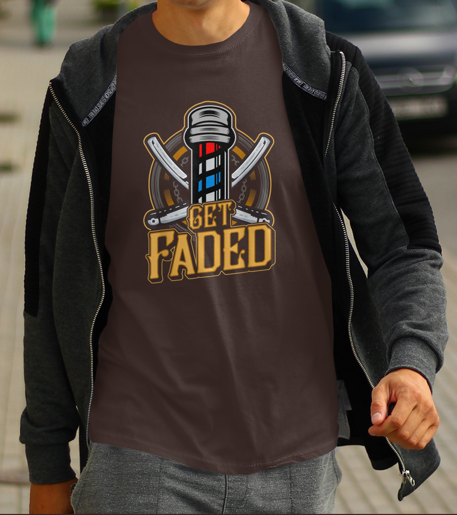 Get Faded Barber Pole Straight Razor T-Shirt