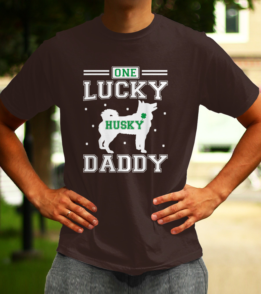 One Lucky Husky Daddy St Patricks Day T-Shirt