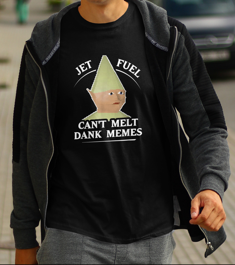 Jet Fuel Can't Melt Dank Memes Funny Pixel Art Gnome T-Shirt