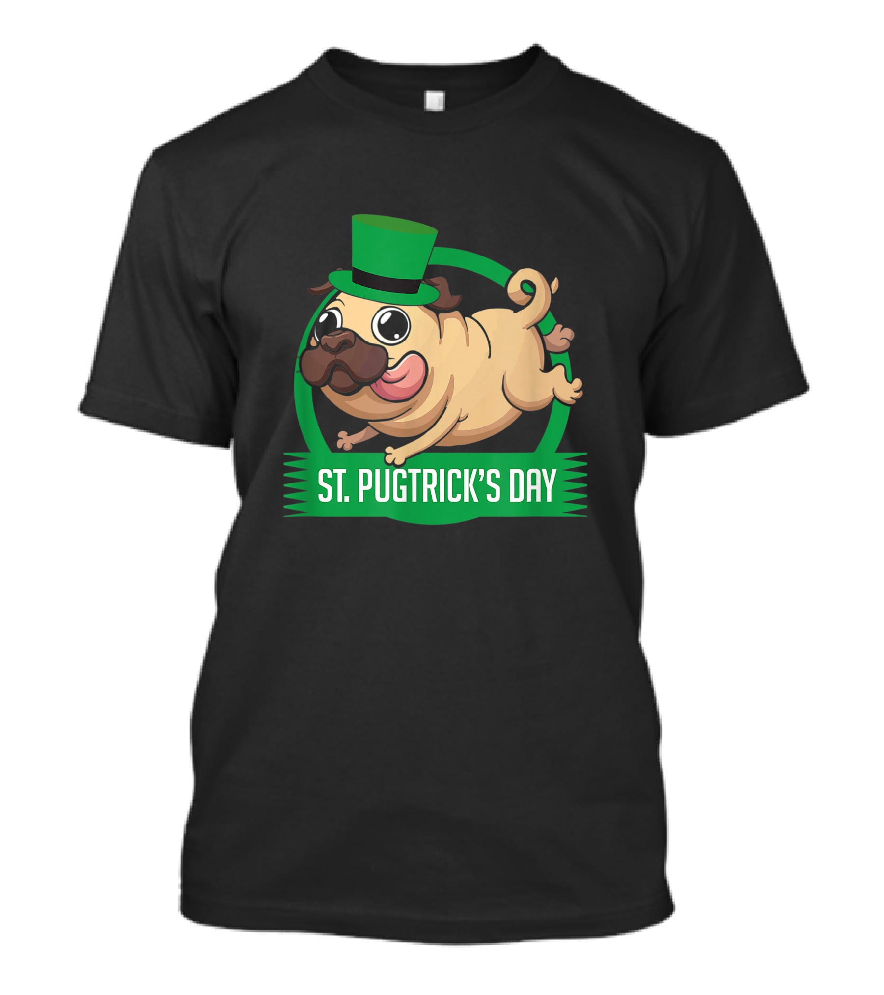 St. Pugtrick's Day Funny Dog With Green Hat T-Shirt