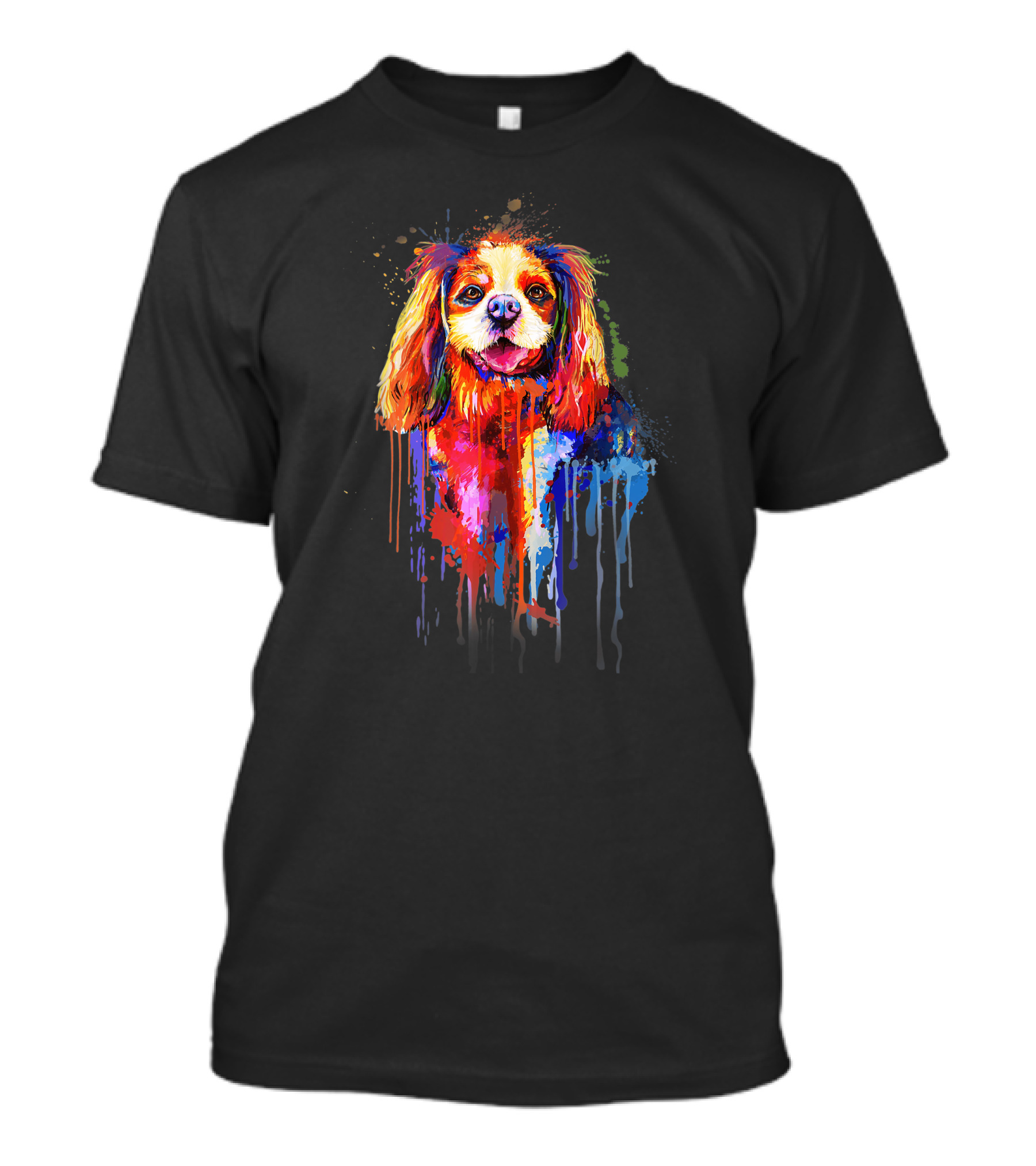 Dog Watercolor Painting Vibrant Dripping Colors T-Shirt