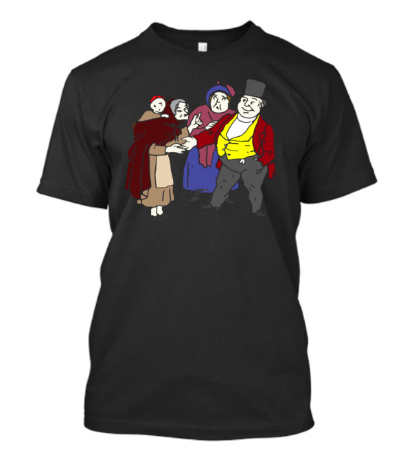 Victorian Era Depiction Of Mother And Child Begging Scene At Horse Races T-Shirt
