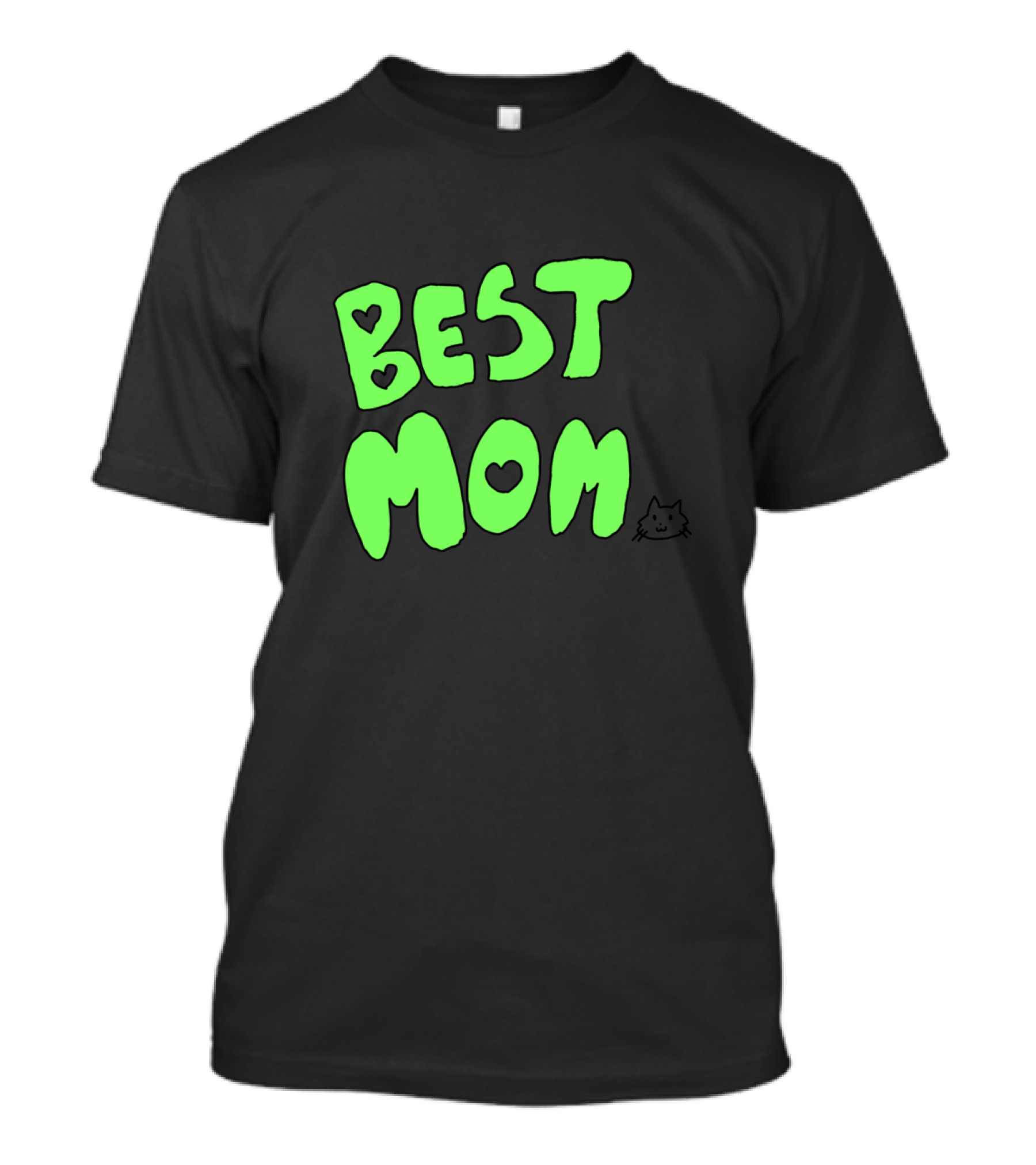 Best Mom Cute Cat Heart Lettering T-Shirt