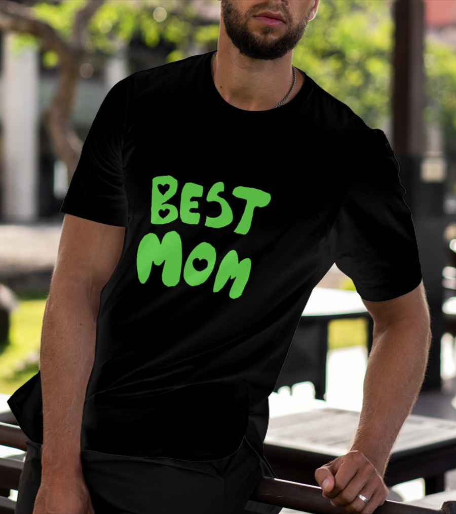Best Mom Cute Cat Heart Lettering T-Shirt