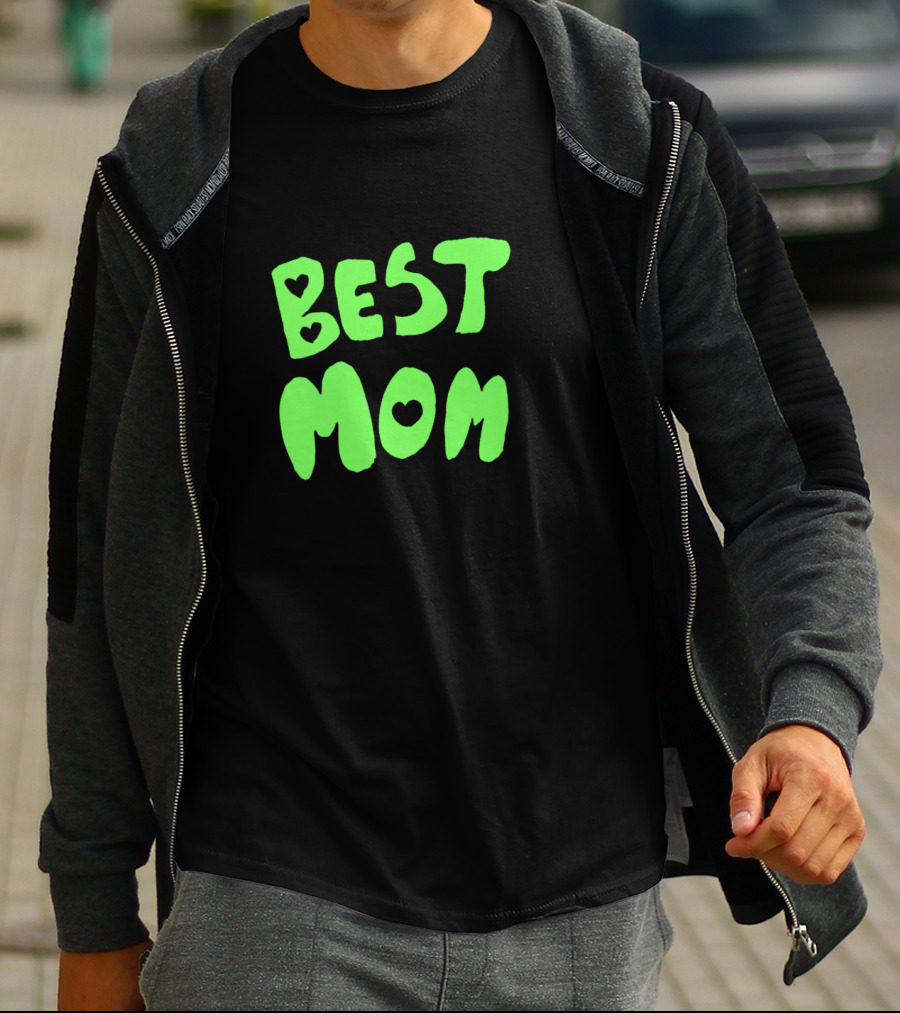 Best Mom Cute Cat Heart Lettering T-Shirt